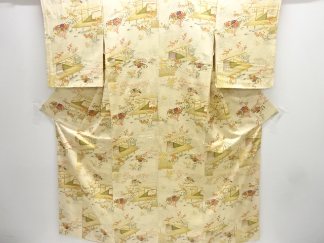 屋敷に草花模様付け下げ小紋着物